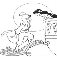 Раскраски с героями из мультфильма Алладин (Alladin) - поцелуй