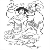 Раскраски с героями из мультфильма Алладин (Alladin) - исполняю желания