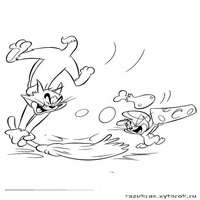 Раскраски с героями из мультфильма Том и Джерри (Tom and Jerry) - метла