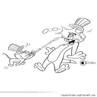 Раскраски с героями из мультфильма Том и Джерри (Tom and Jerry) - обстрел