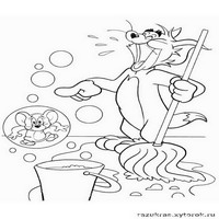 Раскраски с героями из мультфильма Том и Джерри (Tom and Jerry) - мыльные пузыри