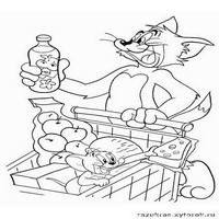 Раскраски с героями из мультфильма Том и Джерри (Tom and Jerry) - в супермаркете