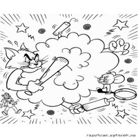 Раскраски с героями из мультфильма Том и Джерри (Tom and Jerry) - большая драка