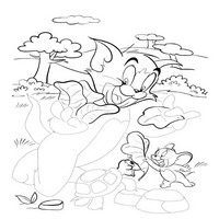 Раскраски с героями из мультфильма Том и Джерри (Tom and Jerry) - с черепашкой