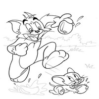 Раскраски с героями из мультфильма Том и Джерри (Tom and Jerry) - обед не получился