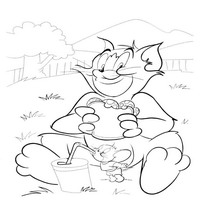 Раскраски с героями из мультфильма Том и Джерри (Tom and Jerry) - ланч на двоих