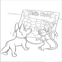 Раскраски с героями из мультфильма Вольт (Volt) - в одной связке с кошкой
