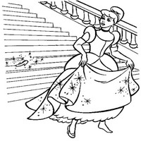 Раскраски с героями из мультфильма Золушка (Cinderella) - Золушка теряет туфельку