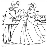 Раскраски с героями из мультфильма Золушка (Cinderella) - Золушка танцует с принцем