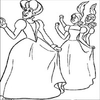 Раскраски с героями из мультфильма Золушка (Cinderella) - мачеха и сёстры