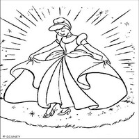 Раскраски с героями из мультфильма Золушка (Cinderella) - вошебное платье