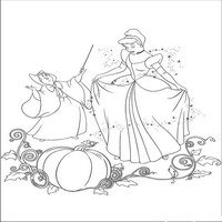 Раскраски с героями из мультфильма Золушка (Cinderella) - Золушка с крёстной