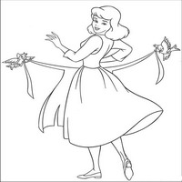 Раскраски с героями из мультфильма Золушка (Cinderella) - Золушка в фартучке