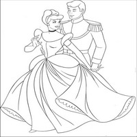 Раскраски с героями из мультфильма Золушка (Cinderella) - Золушка разговаривает с принцем