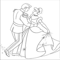 Раскраски с героями из мультфильма Золушка (Cinderella) - Золушка болтает в танце