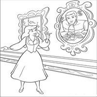 Раскраски с героями из мультфильма Золушка (Cinderella) - Золушка у портрета принца