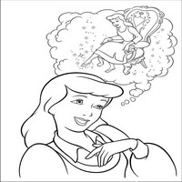 Раскраски с героями из мультфильма Золушка (Cinderella) - Золушка всоминает о туфельке