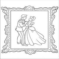 Раскраски с героями из мультфильма Золушка (Cinderella) - Золушка на портрете с принцем