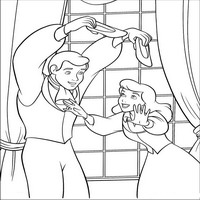 Раскраски с героями из мультфильма Золушка (Cinderella) - принц с Золушкой веселяться