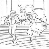 Раскраски с героями из мультфильма Золушка (Cinderella) - Золушка бежит с принцем