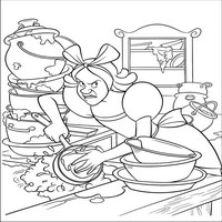 Раскраски с героями из мультфильма Золушка (Cinderella) - Гризелла моет посуду