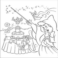 Раскраски с героями из мультфильма Золушка (Cinderella) - крёстная организует пир