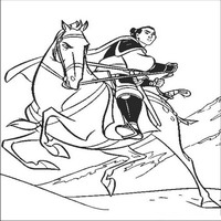 Раскраски с героями из мультфильма Мулан (Mulan) - Ли Шанг на коне