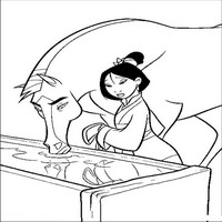 Раскраски с героями из мультфильма Мулан (Mulan) - после свахи