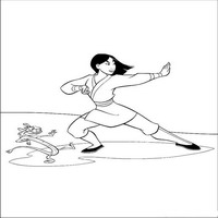 Раскраски с героями из мультфильма Мулан (Mulan) - боевые искусства