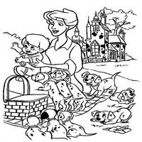 Раскраски с героями из мультфильма 101 долматиец (101 Dalmatians) - малыш и щенки