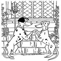 Раскраски с героями из мультфильма 101 долматиец (101 Dalmatians) - свидание