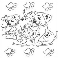 Раскраски с героями из мультфильма 101 долматиец (101 Dalmatians) - Щенки рисуют