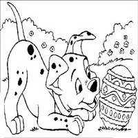 Раскраски с героями из мультфильма 101 долматиец (101 Dalmatians) - Щенок с яйцом