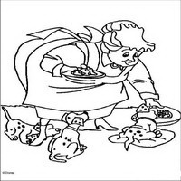 Раскраски с героями из мультфильма 101 долматиец (101 Dalmatians) - Щенков кормят
