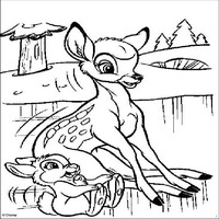 Раскраски с героями из мультфильма Бемби (Bambi) - Бэмби с зайкой