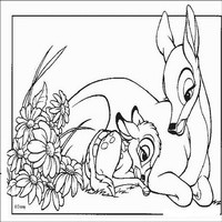 Раскраски с героями из мультфильма Бемби (Bambi) - Бэмби с мамой