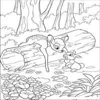 Раскраски с героями из мультфильма Бемби (Bambi) - Бэмби не умеет прыгать
