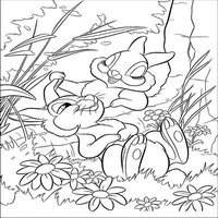 Раскраски с героями из мультфильма Бемби (Bambi) - зайчата отдыхают
