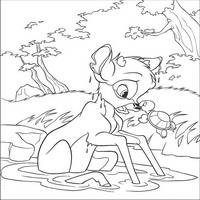 Раскраски с героями из мультфильма Бемби 2 (Bambi 2) - в луже