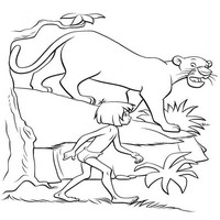 Раскраски с героями из мультфильма Книга джунглей (The Jungle Book) - Маугли и Пума