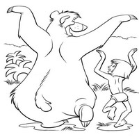 Раскраски с героями из мультфильма Книга джунглей (The Jungle Book) - Балу и Маугли