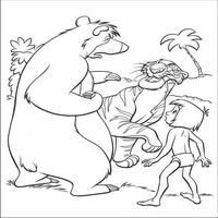 Раскраски с героями из мультфильма Книга джунглей (The Jungle Book) - Балу спорит с Шерханом