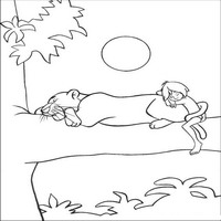 Раскраски с героями из мультфильма Книга джунглей (The Jungle Book) - сон на ветке