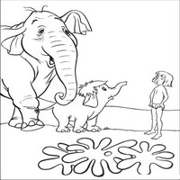 Раскраски с героями из мультфильма Книга джунглей (The Jungle Book) - разговор со слонами