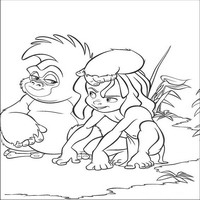 Раскраски с героями из мультфильма Книга джунглей (The Jungle Book) - смешной Тарзан