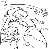 Раскраски с героями из мультфильма Книга джунглей 2 (The Jungle Book 2) - Балу катает Маугли