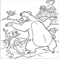 Раскраски с героями из мультфильма Книга джунглей 2 (The Jungle Book 2) - танцы