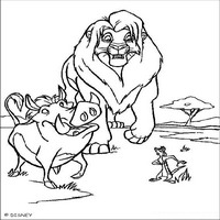 Раскраски с героями из мультфильма Король лев (The Lion King) - прогулка друзей