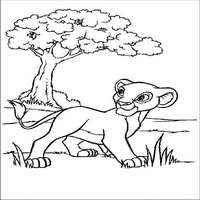 Раскраски с героями из мультфильма Король лев (The Lion King) - а водопой