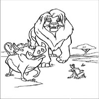 Раскраски с героями из мультфильма Король лев (The Lion King) - с друзьями по саванне